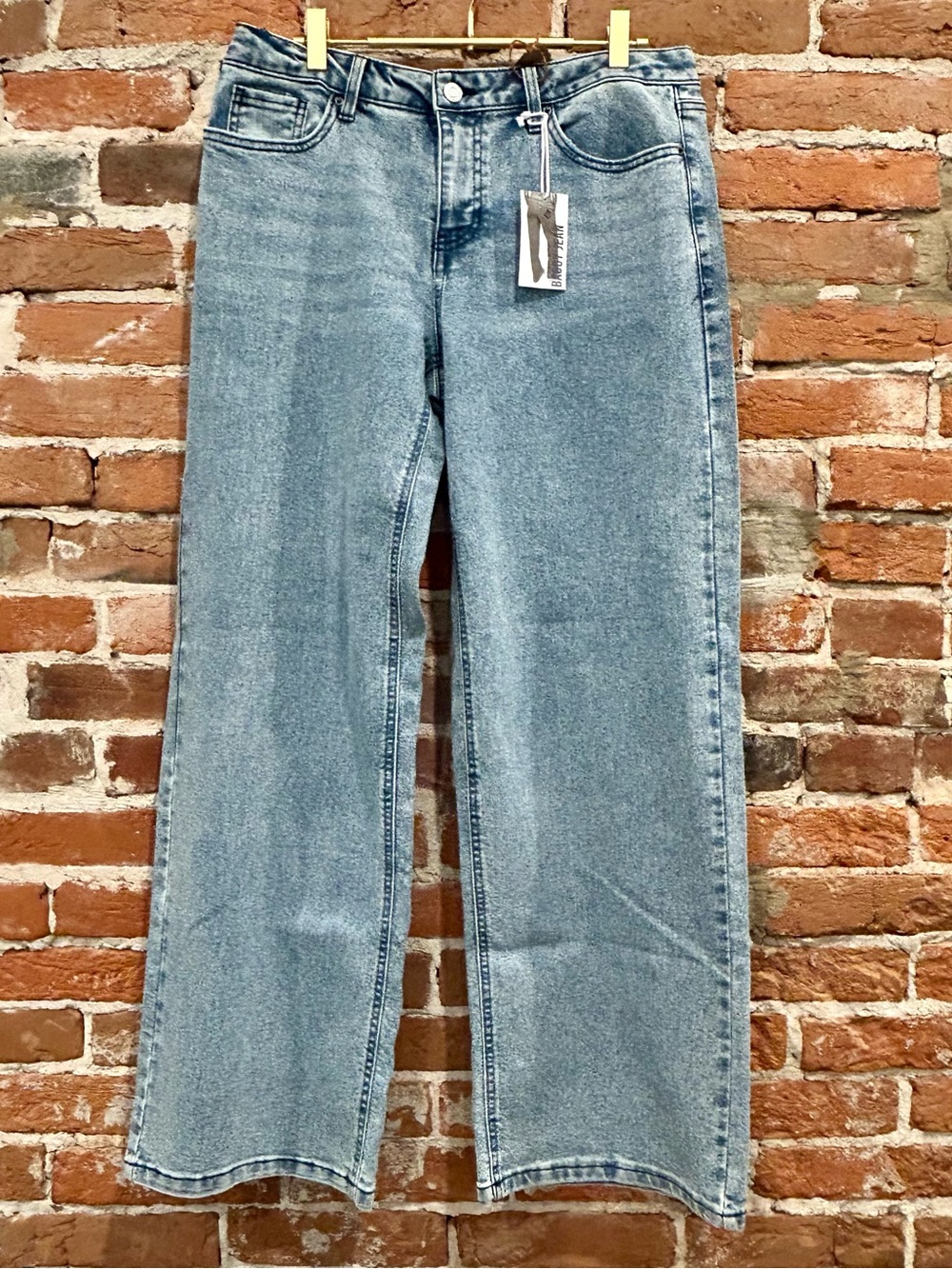 Vanilla Star Baggy Jeans Juniors 9 W29 Light Wash Floral Wide Leg NWT